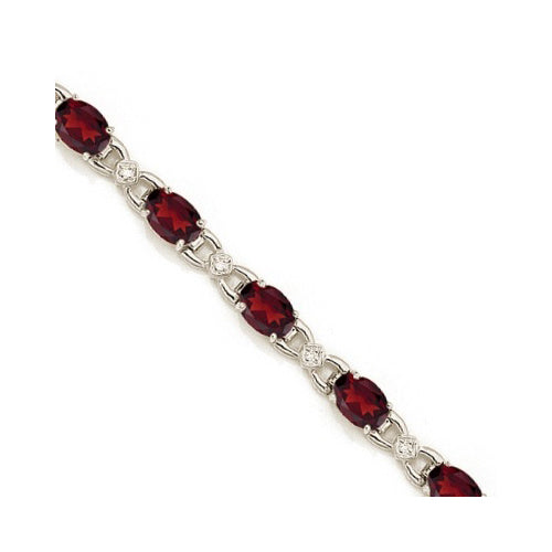 Diamond and Garnet Bracelet 14k White Gold (10.26 ctw)