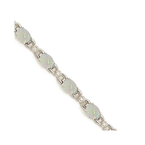 Diamond and Opal Bracelet 14k White Gold (10.26 ctw)
