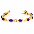 Oval Amethyst and Diamond Link Bracelet 14k Yellow Gold (6.72 ctw)