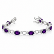Oval Amethyst and Diamond Link Bracelet 14k White Gold (6.72 ctw)