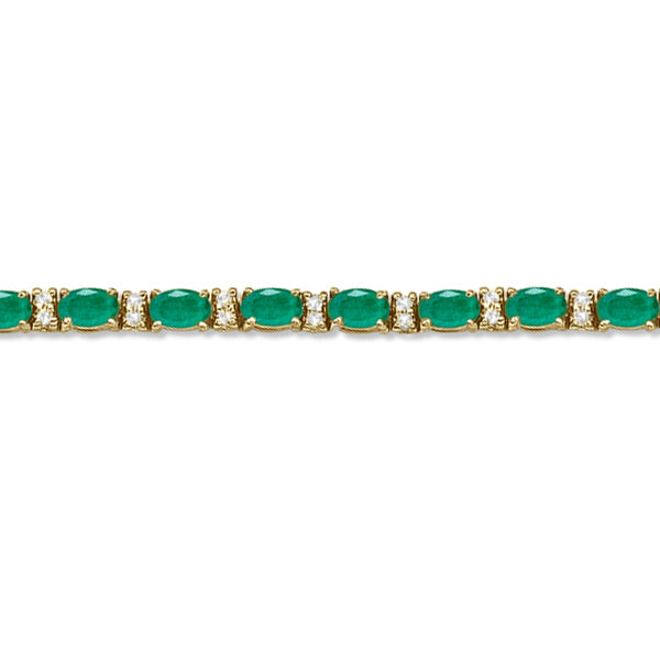 Lab Diamond & Oval Cut Lab Emerald Tennis Bracelet 14k Yellow Gold (9.25ctw)