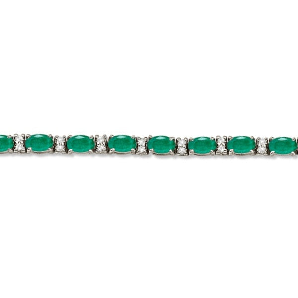 Lab Diamond & Oval Cut Lab Emerald Tennis Bracelet 14k White Gold (9.25ctw)