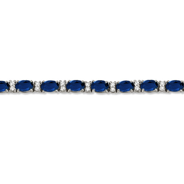 Diamond & Oval Cut Sapphire Tennis Bracelet 14k White Gold (9.25ctw)