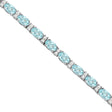 Diamond & Oval Cut Aquamarine Tennis Bracelet 14k White Gold (9.25ct)