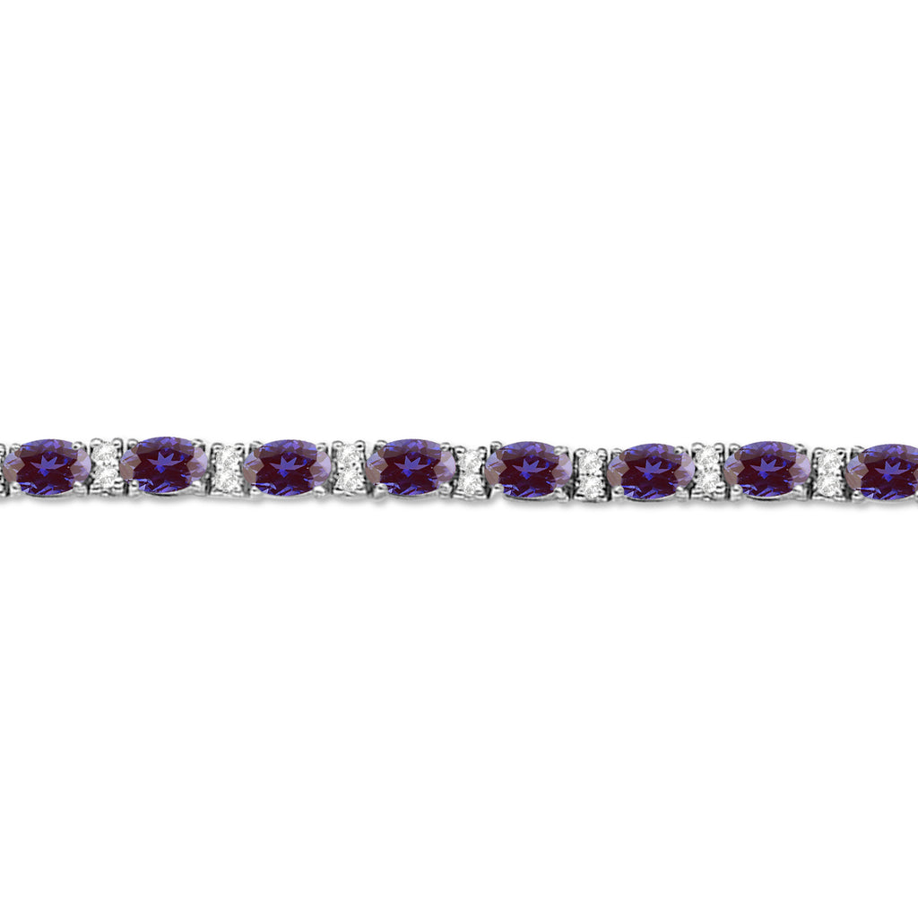 Diamond & Oval Cut Lab Alexandrite Tennis Bracelet 14k White Gold (9.25ct)