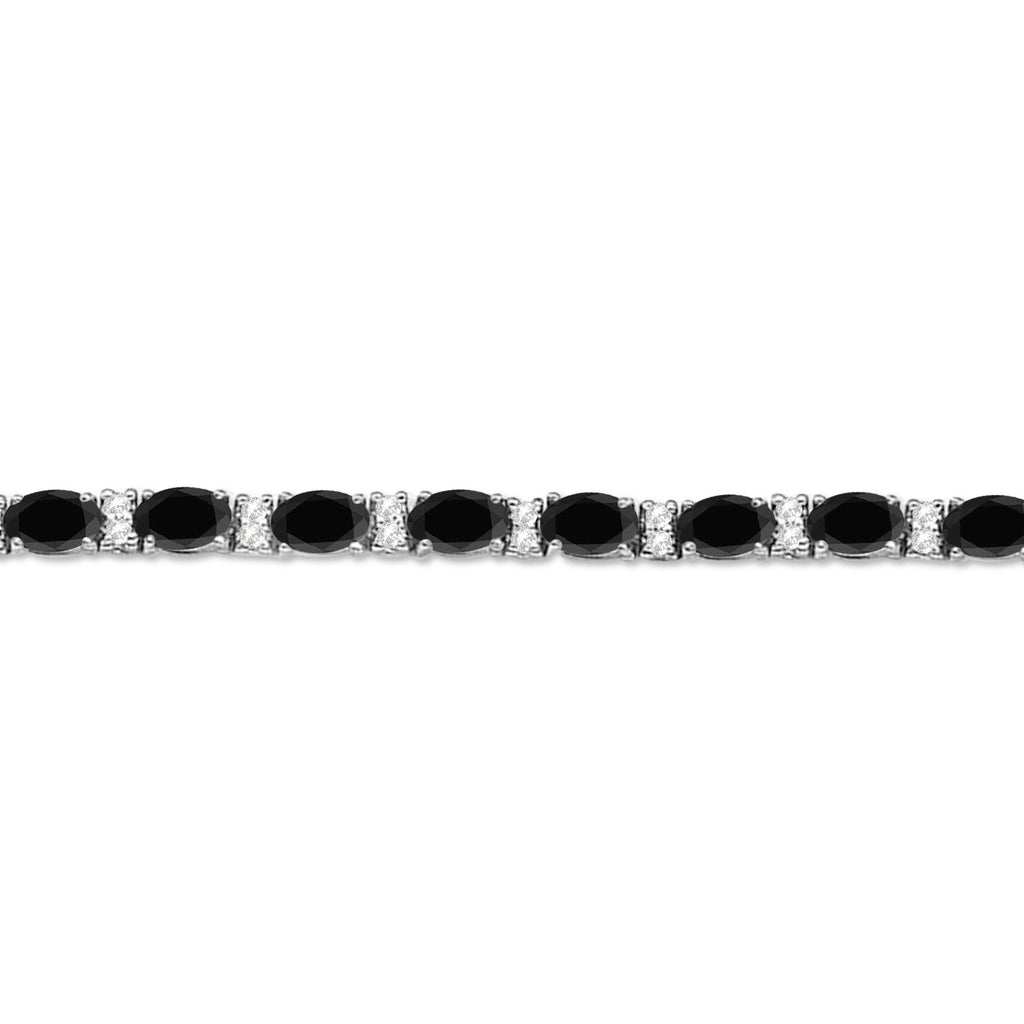 Black & White Diamond Oval Cut Tennis Bracelet 14k White Gold (9.25ctw)