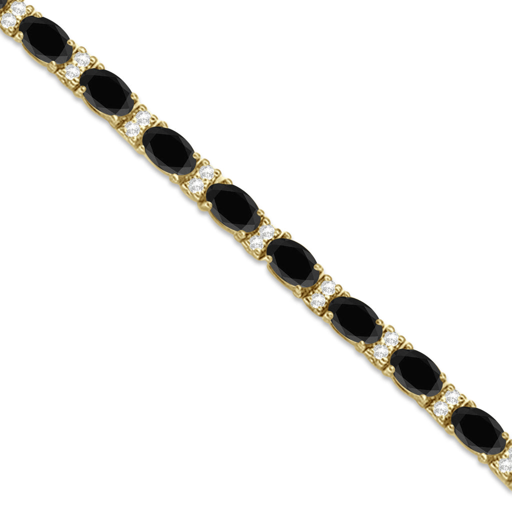 Black & Lab White Diamond Oval Cut Tennis Bracelet 14k Yellow Gold (9.25ctw)