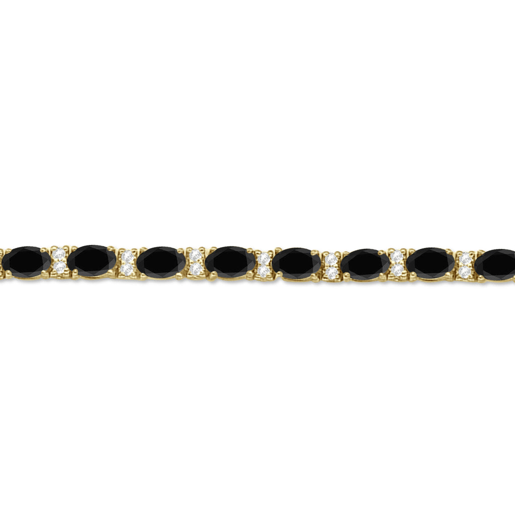 Black & White Diamond Oval Cut Tennis Bracelet 14k Yellow Gold (9.25ctw)