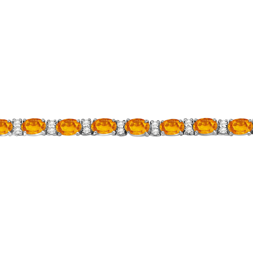 Diamond & Oval Cut Citrine Tennis Bracelet 14k White Gold (9.25ct)