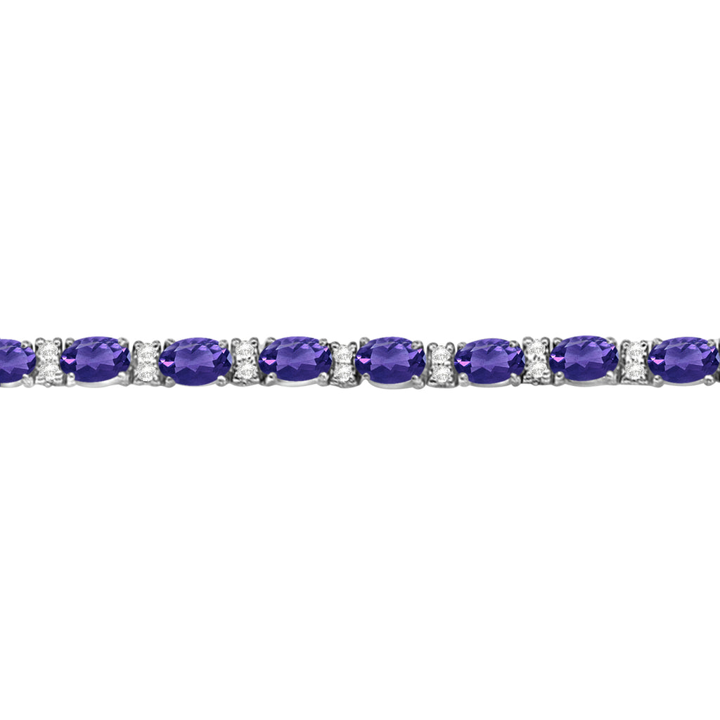 Diamond & Oval Cut Tanzanite Tennis Bracelet 14k White Gold (9.25ct)