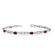 Oval Ruby & Diamond Love Knot Bracelet 14k White Gold (2.05ctw)