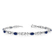 Oval Blue Sapphire & Diamond Love Knot Bracelet 14k White Gold (2.05ctw)