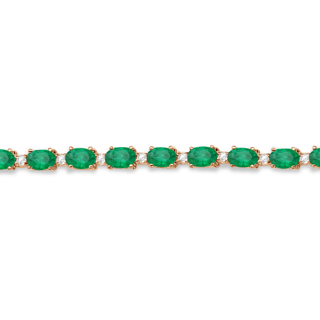 Lab Emerald & Lab Diamond Tennis Bracelet 14k Rose Gold (12.00ct)