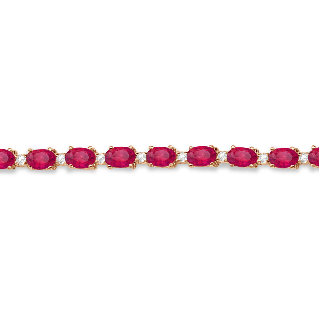 Lab Ruby & Lab Diamond Tennis Bracelet 14k Rose Gold (12.00ct)