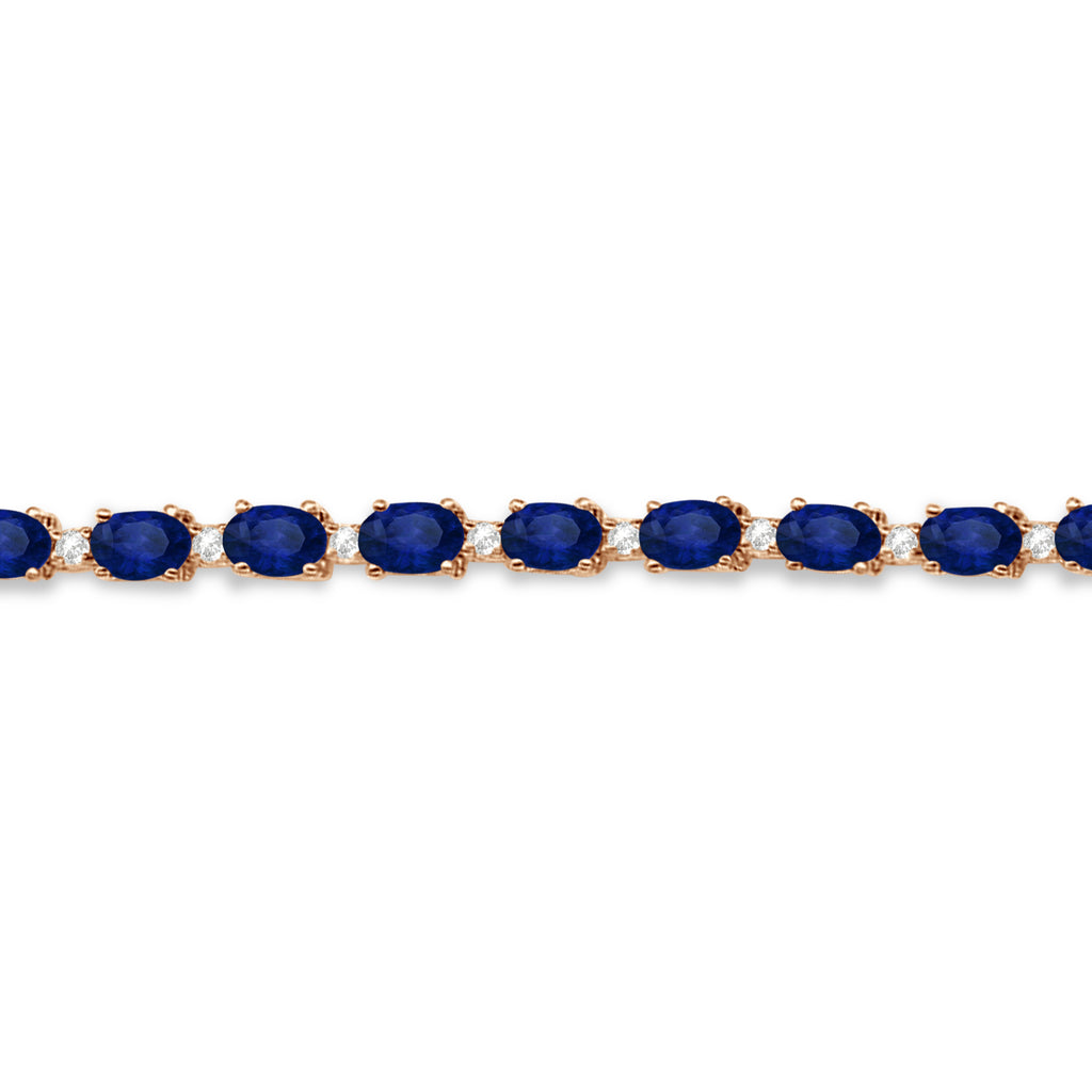 Lab Blue Sapphire & Lab Diamond Tennis Bracelet 14k Rose Gold (12.00ct)