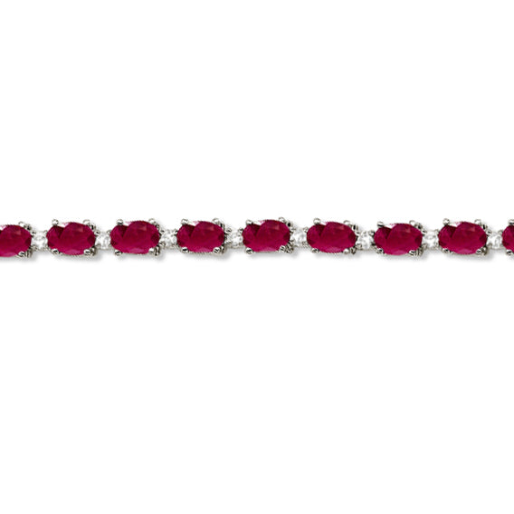 Lab Ruby & Lab Diamond Tennis Bracelet 14k White Gold (12.00ct)