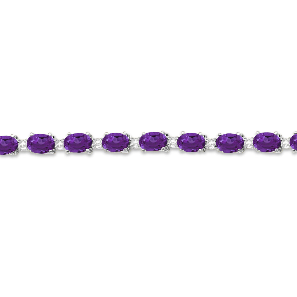 Amethyst & Diamond Tennis Bracelet 14k White Gold (12.00ct)