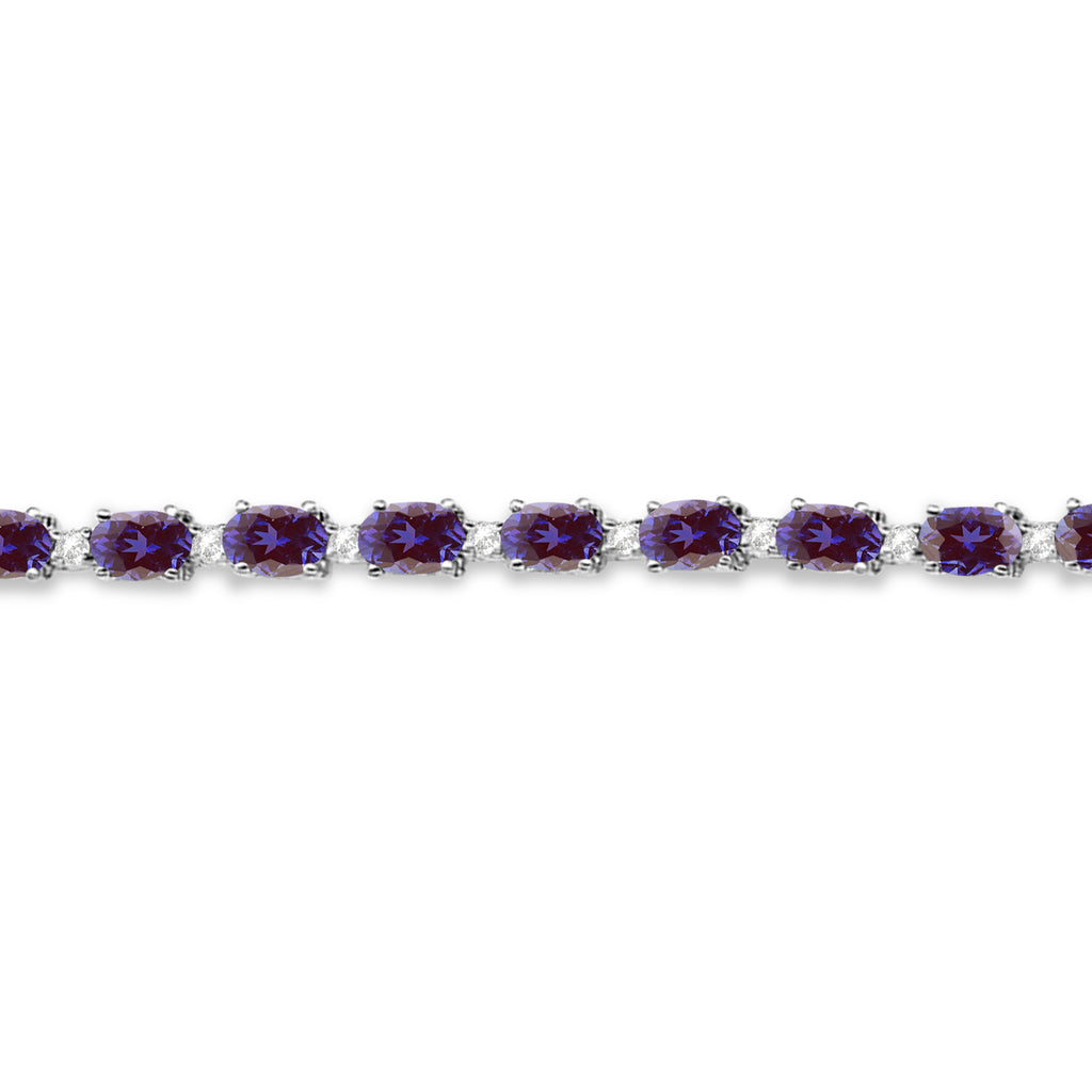 Lab Alexandrite & Diamond Tennis Bracelet 14k White Gold (12.00ct)