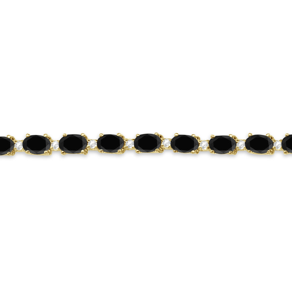 Black & White Diamond Tennis Bracelet 14k Yellow Gold (12.00ct)