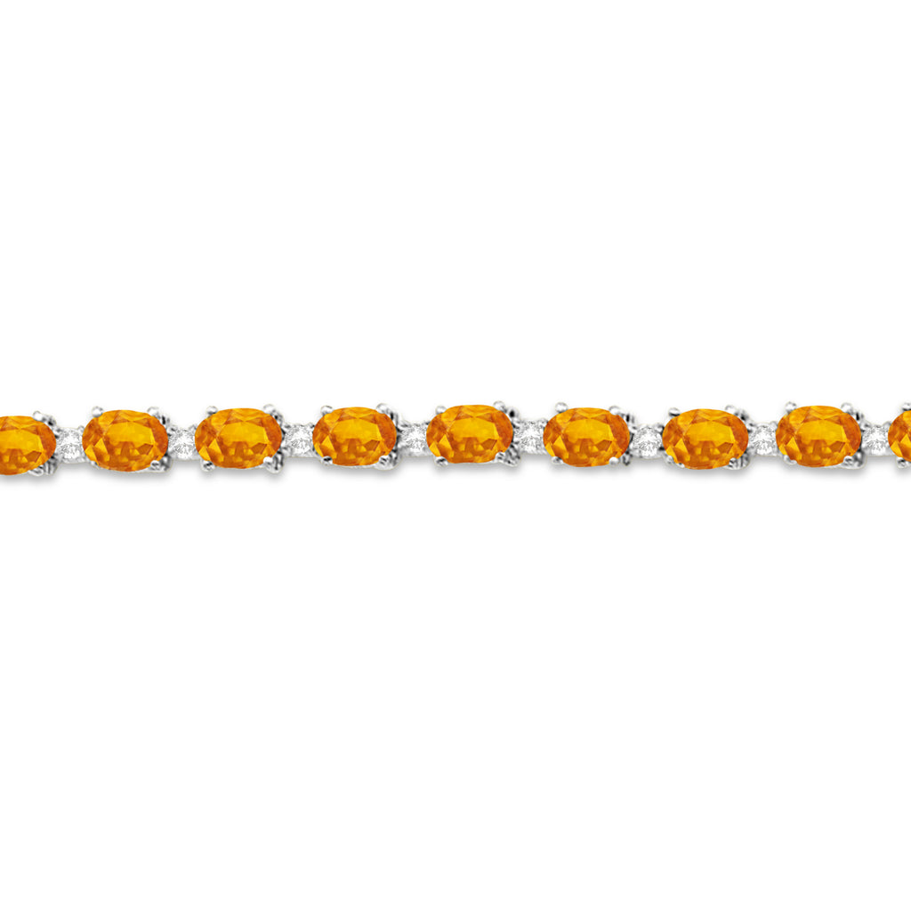 Citrine & Diamond Tennis Link Bracelet 14k White Gold (12.00ct)