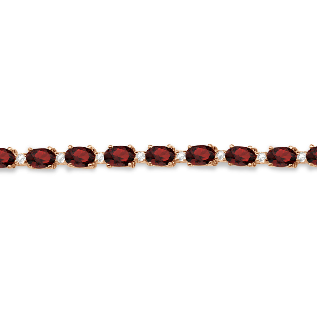 Garnet & Diamond Tennis Link Bracelet 14k Rose Gold (12.00ct)