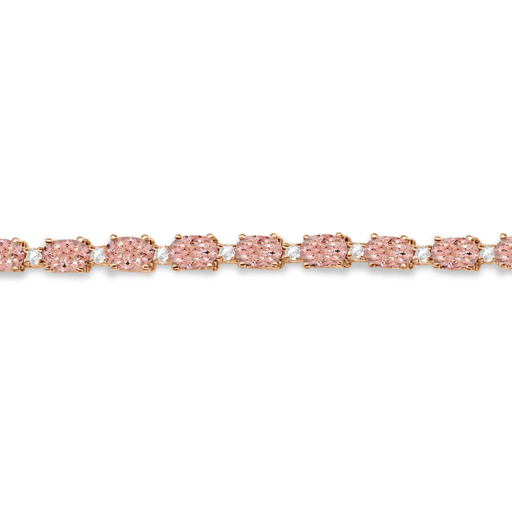 Morganite & Diamond Tennis Bracelet 14k Rose Gold (12.00ct)