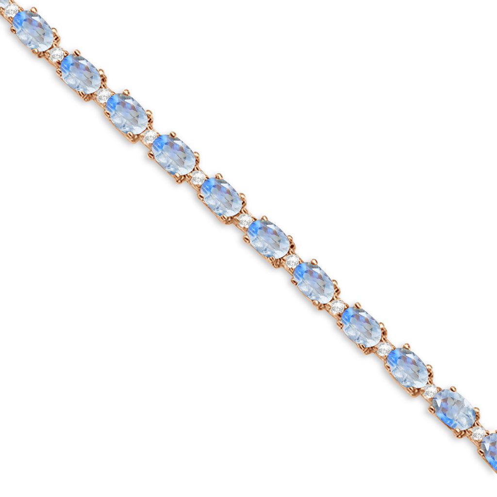Moonstone & Diamond Tennis Bracelet 14k Rose Gold (12.00ct)