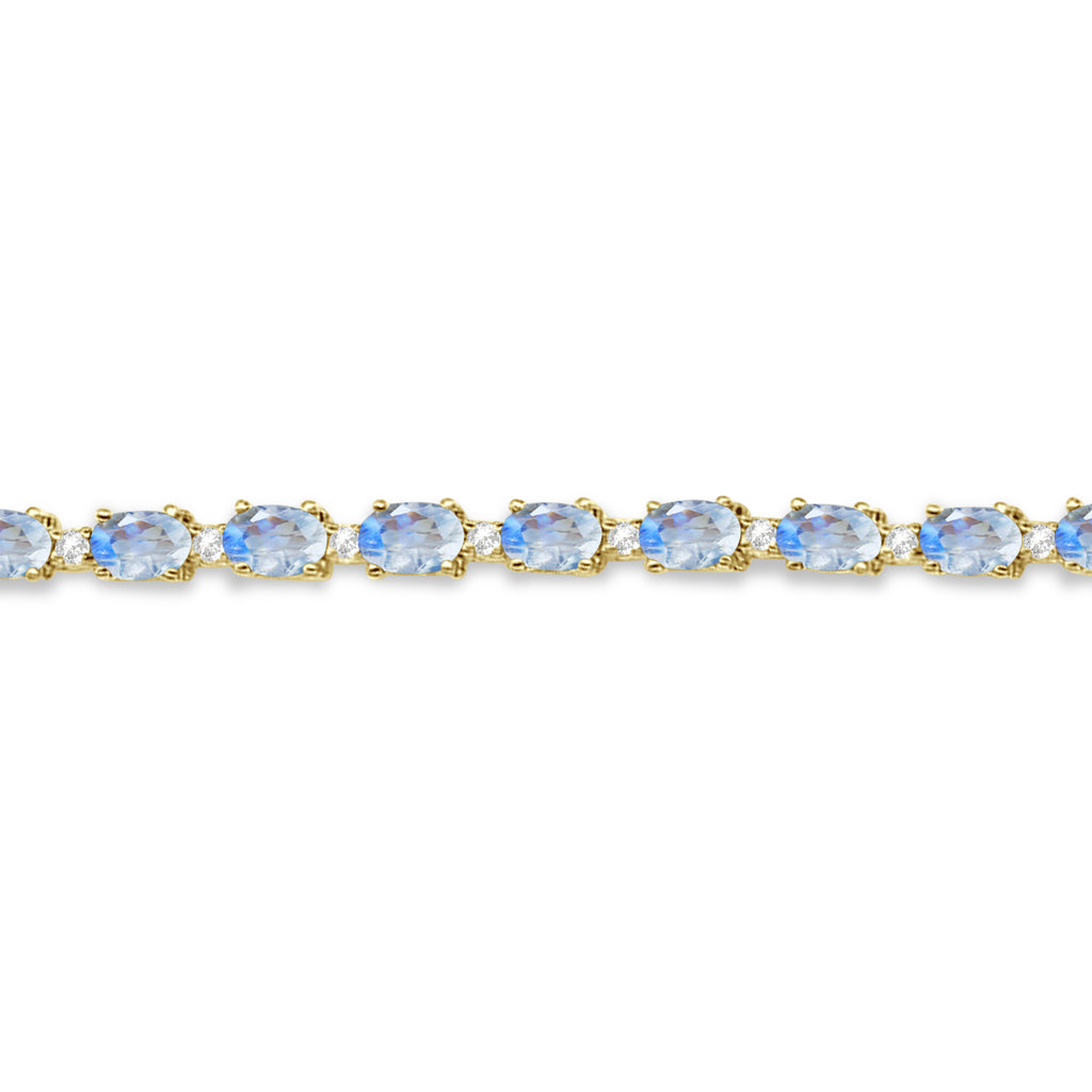 Moonstone & Diamond Tennis Bracelet 14k Yellow Gold (12.00ct)