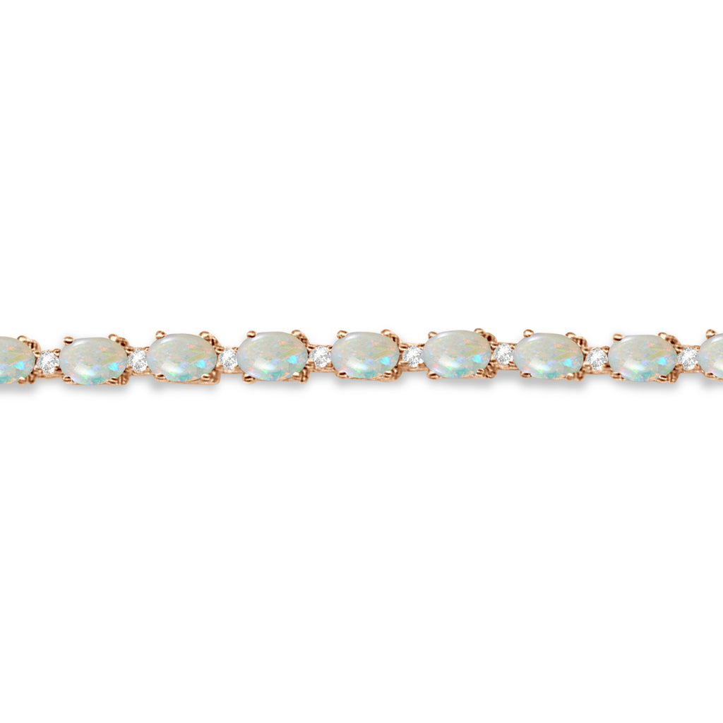 Opal & Diamond Tennis Link Bracelet 14k Rose Gold (12.00ct)