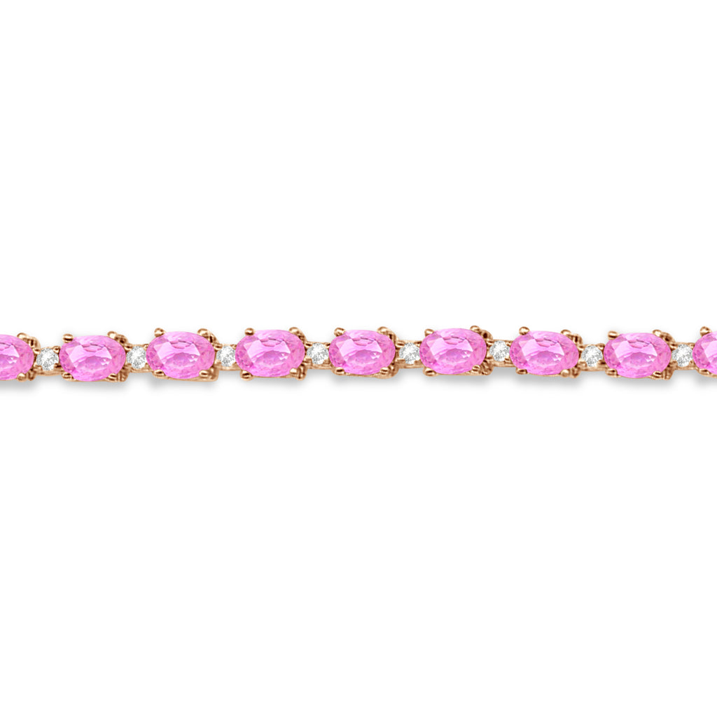 Pink Sapphire & Diamond Tennis Bracelet 14k Rose Gold (12.00ct)