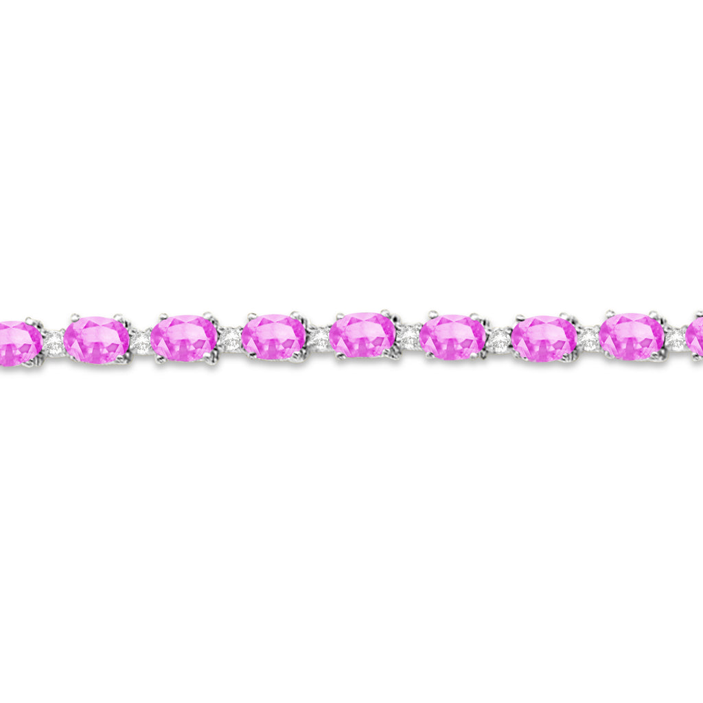 Pink Sapphire & Diamond Tennis Bracelet 14k White Gold (12.00ct)