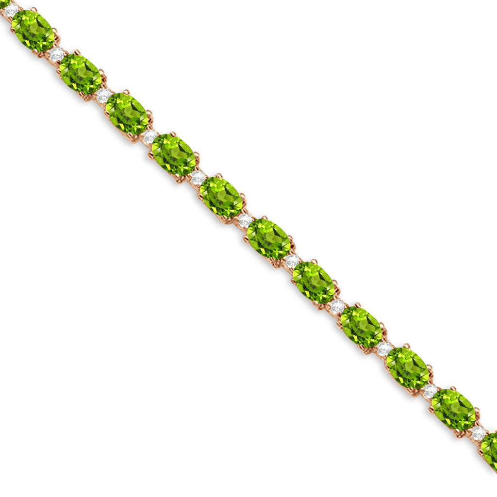 Peridot & Diamond Tennis Bracelet 14k Rose Gold (12.00ct)