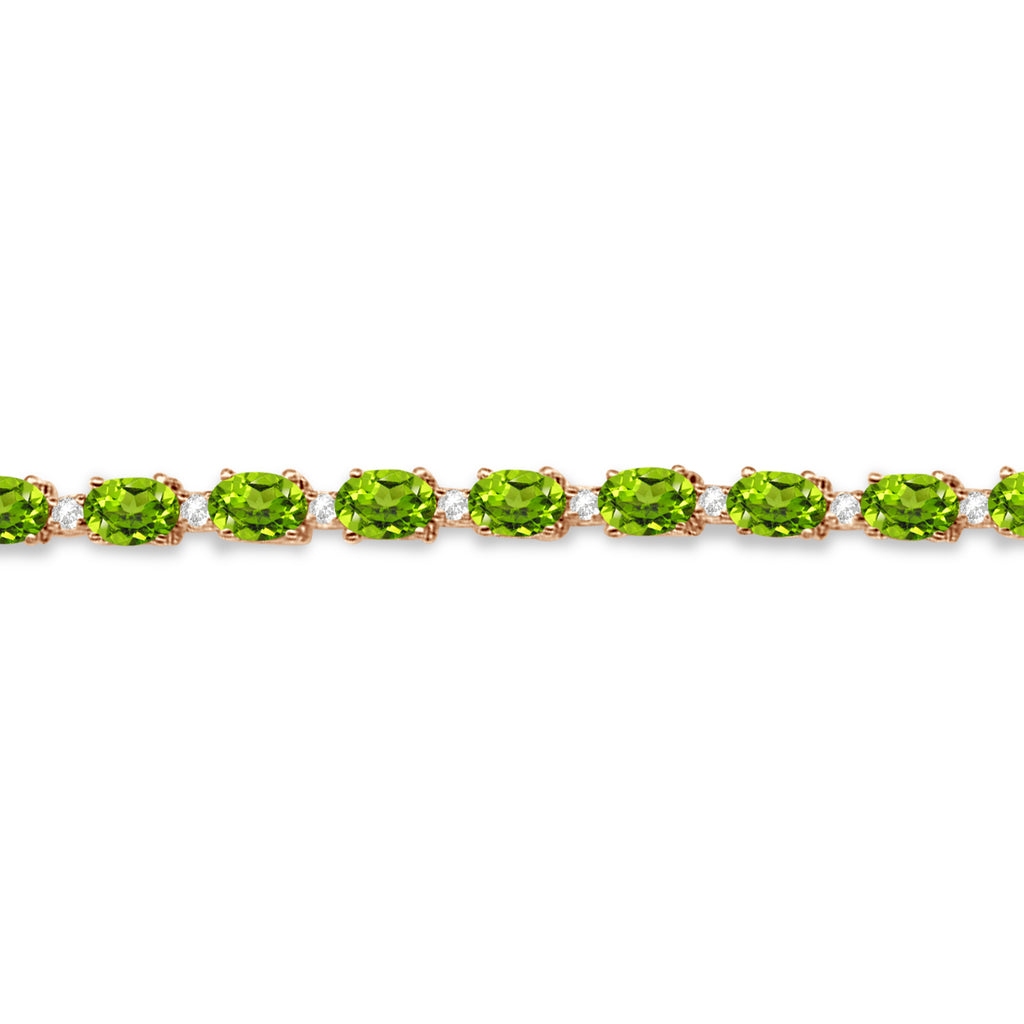 Peridot & Diamond Tennis Bracelet 14k Rose Gold (12.00ct)