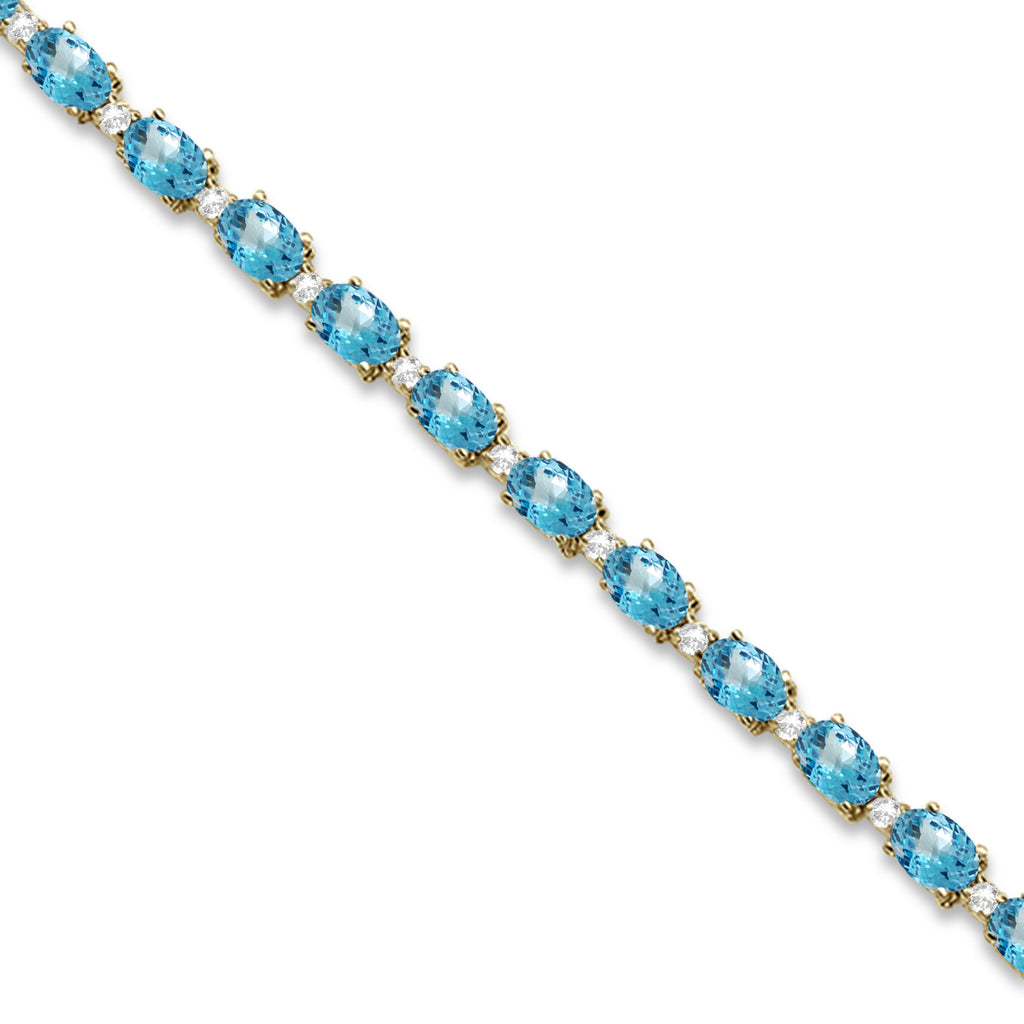 Blue Topaz & Diamond Tennis Bracelet 14k Yellow Gold (12.00ct)