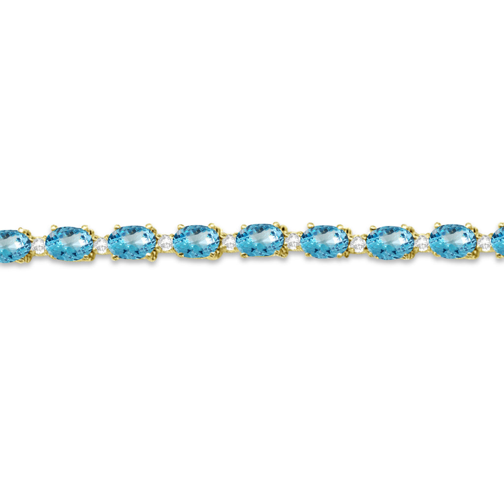 Blue Topaz & Diamond Tennis Bracelet 14k Yellow Gold (12.00ct)