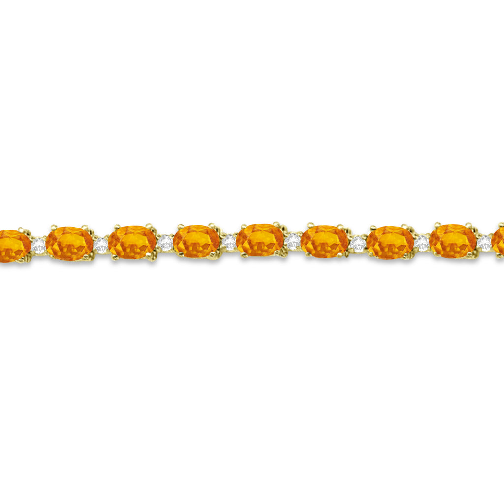 Citrine & Diamond Tennis Link Bracelet 14k Yellow Gold (12.00ct)