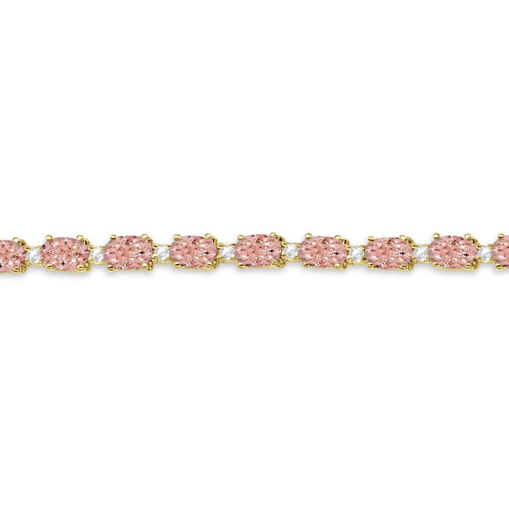 Morganite & Diamond Tennis Bracelet 14k Yellow Gold (12.00ct)
