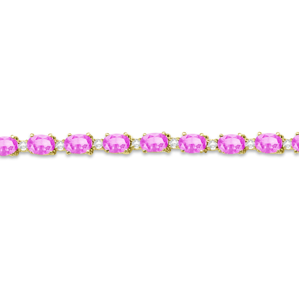 Pink Sapphire & Diamond Tennis Bracelet 14k Yellow Gold (12.00ct)