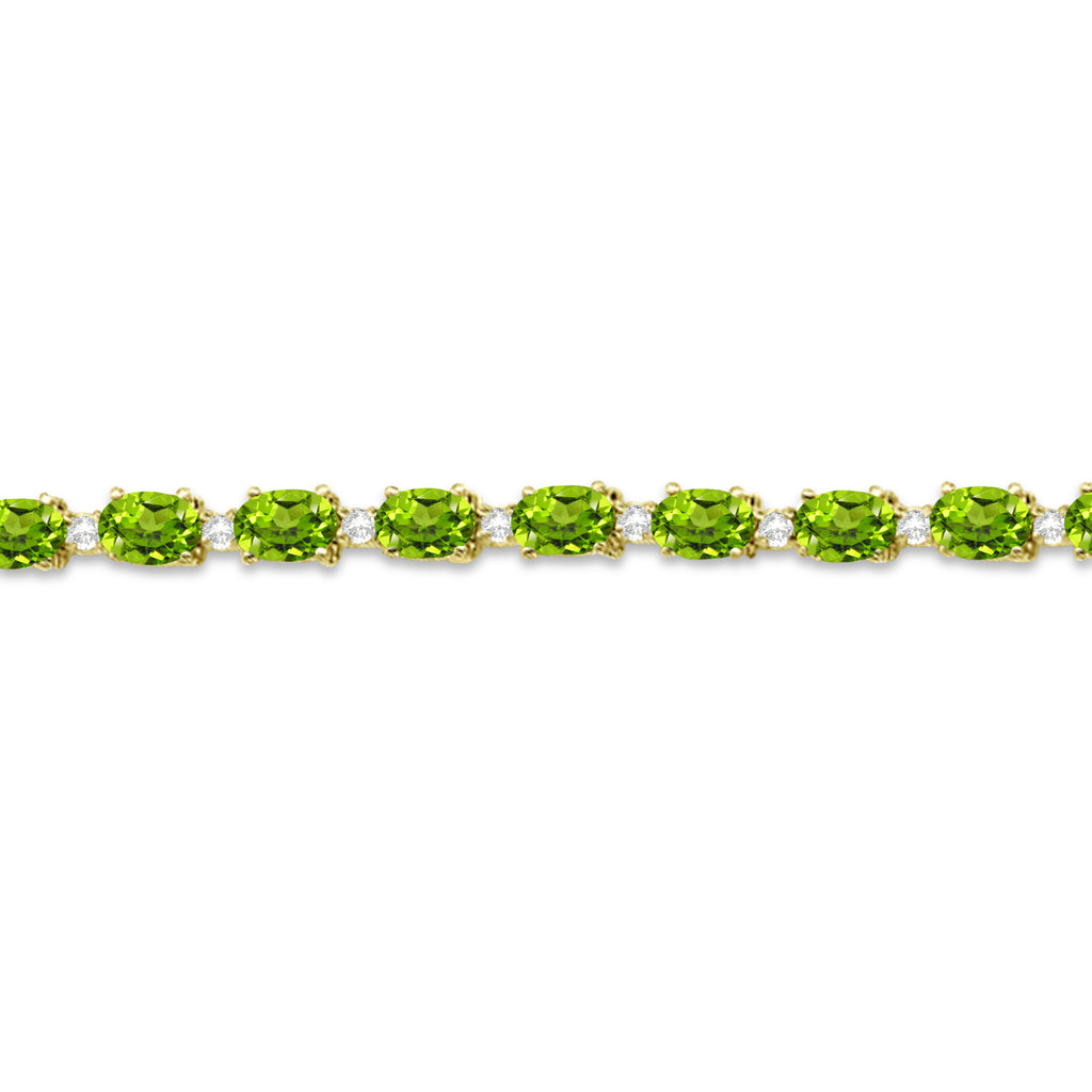 Peridot & Diamond Tennis Bracelet 14k Yellow Gold (12.00ct)