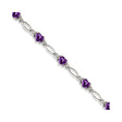 Heart Shaped Amethyst & Diamond Link Bracelet 14k White Gold (3.00ctw)