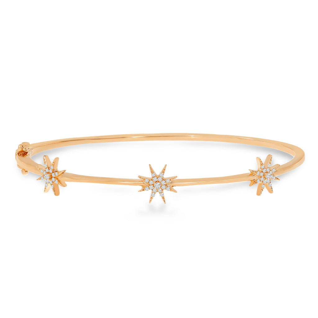 Diamond Star Bangle Bracelet 14K Rose Gold (0.14ct)