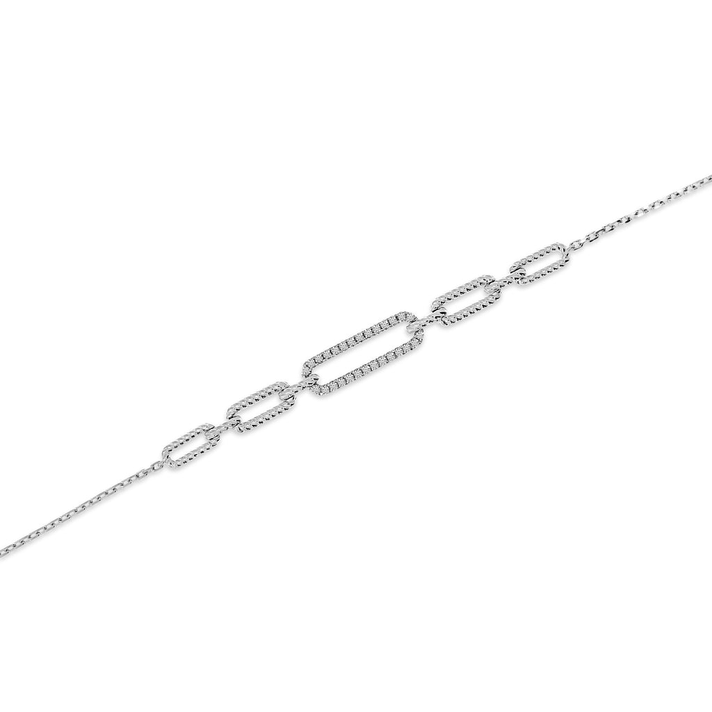 Diamond Paperclip Chain Bracelet 14k White Gold (0.17ct)