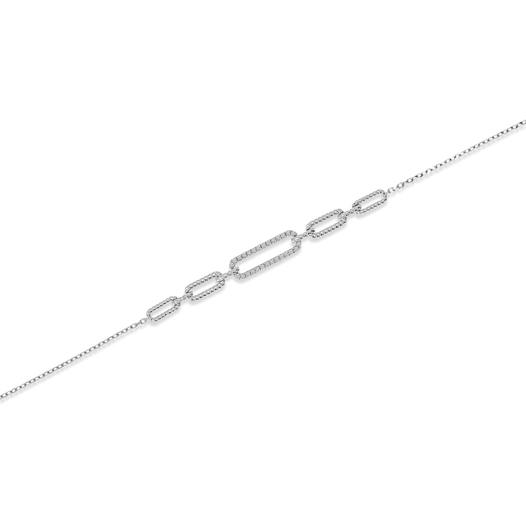 Diamond Paperclip Chain Bracelet 14k White Gold (0.17ct)