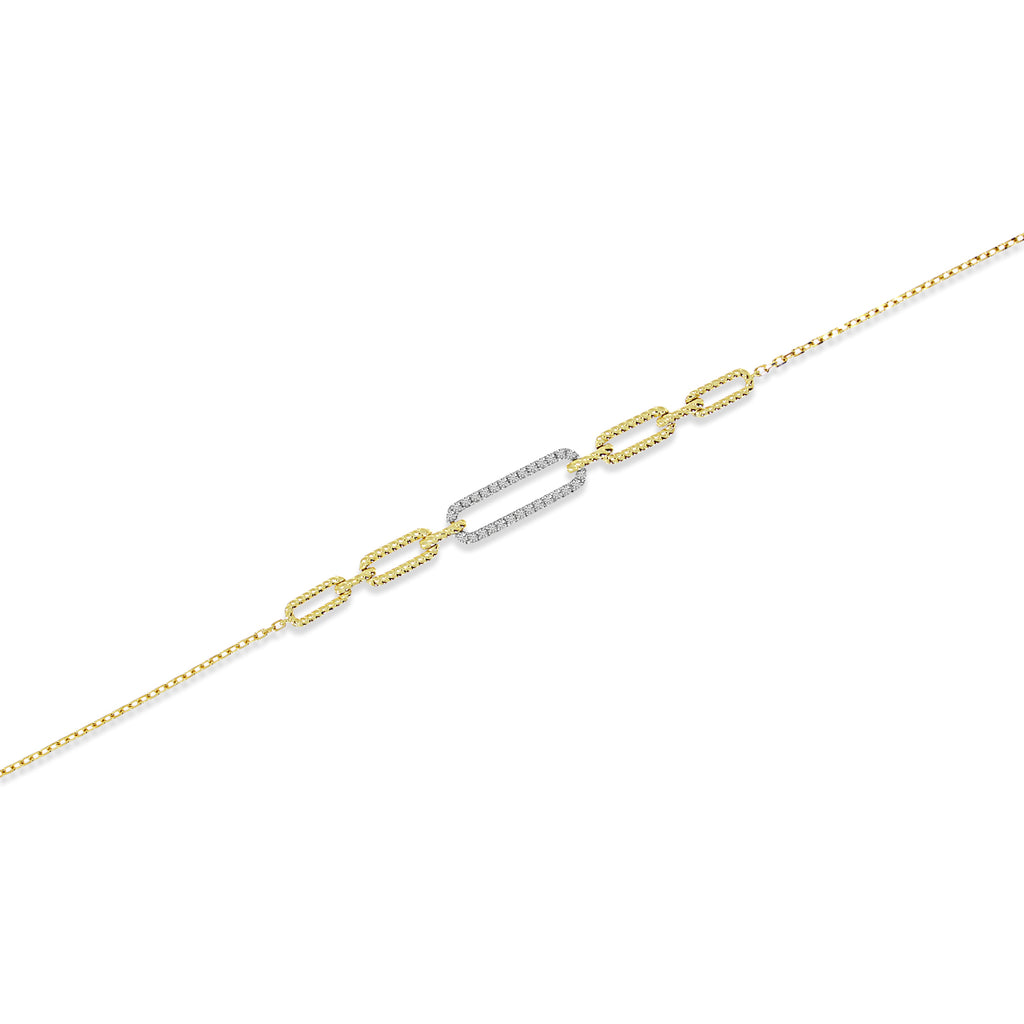 Diamond Paperclip Chain Bracelet 14k Yellow Gold (0.17ct)