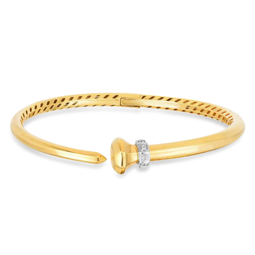Diamond Hardware Bangle Bracelet 14K Yellow Gold (0.05ct)
