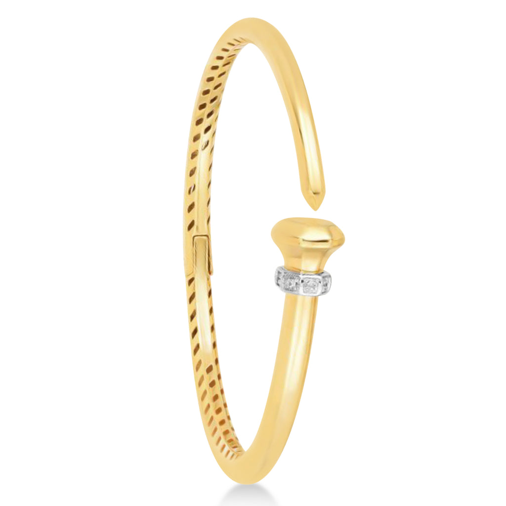 Diamond Hardware Bangle Bracelet 14K Yellow Gold (0.05ct)
