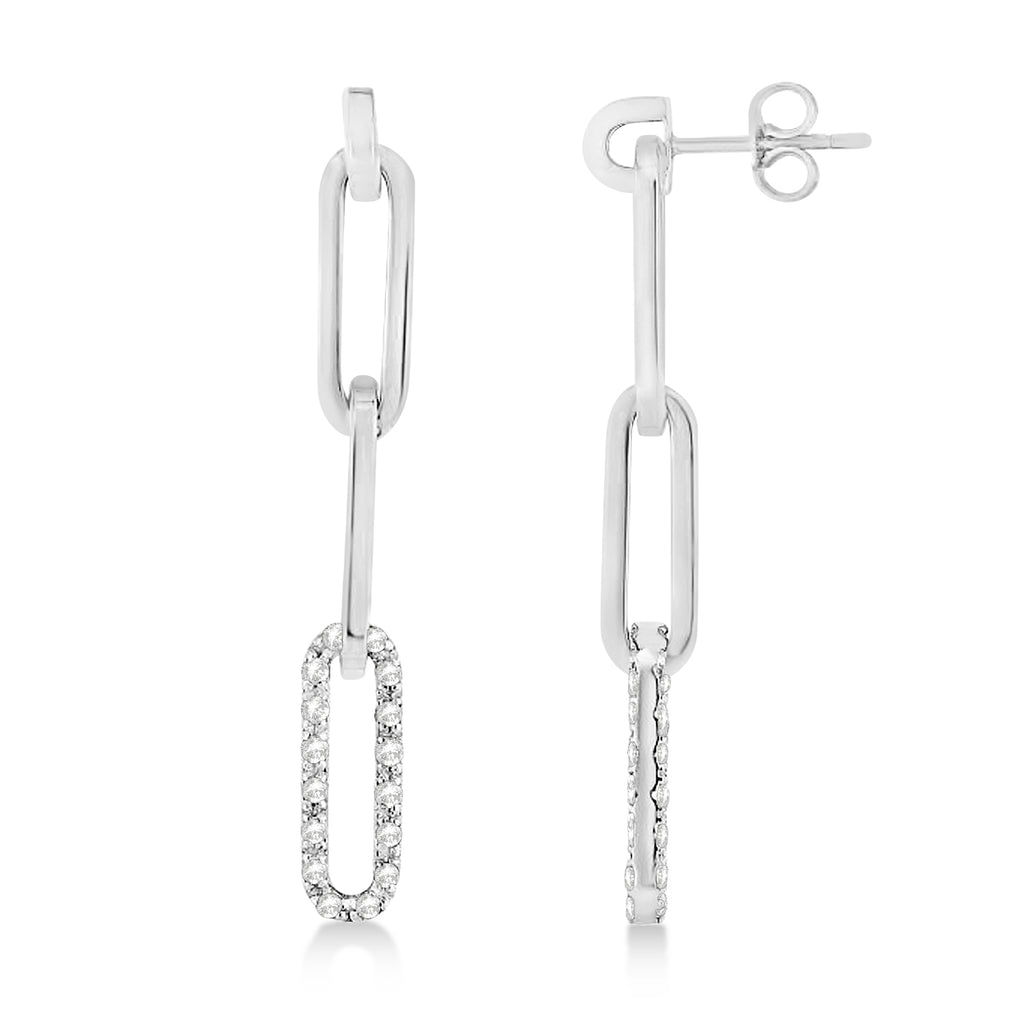 Diamond Paperclip Drop Earrings 14k White Gold (0.64ct)