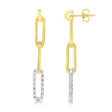Diamond Paperclip Drop Earrings 14k Yellow Gold (0.64ct)