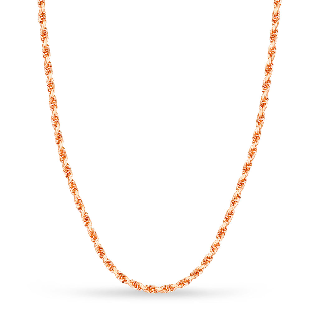 Rope Chain Necklace With Lobster Lock 14k Rose Gold