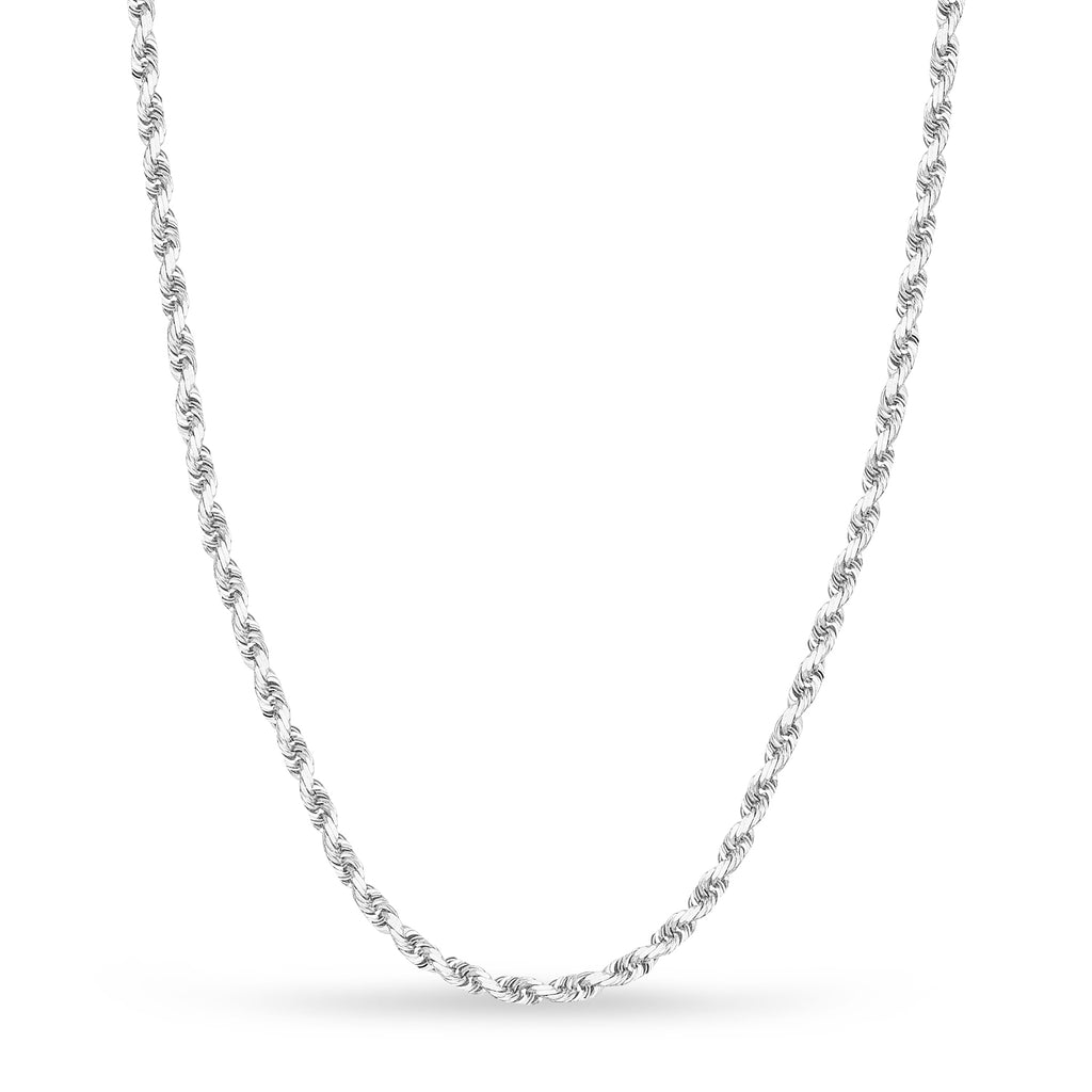 Rope Chain Necklace With Lobster Lock 14k White Gold